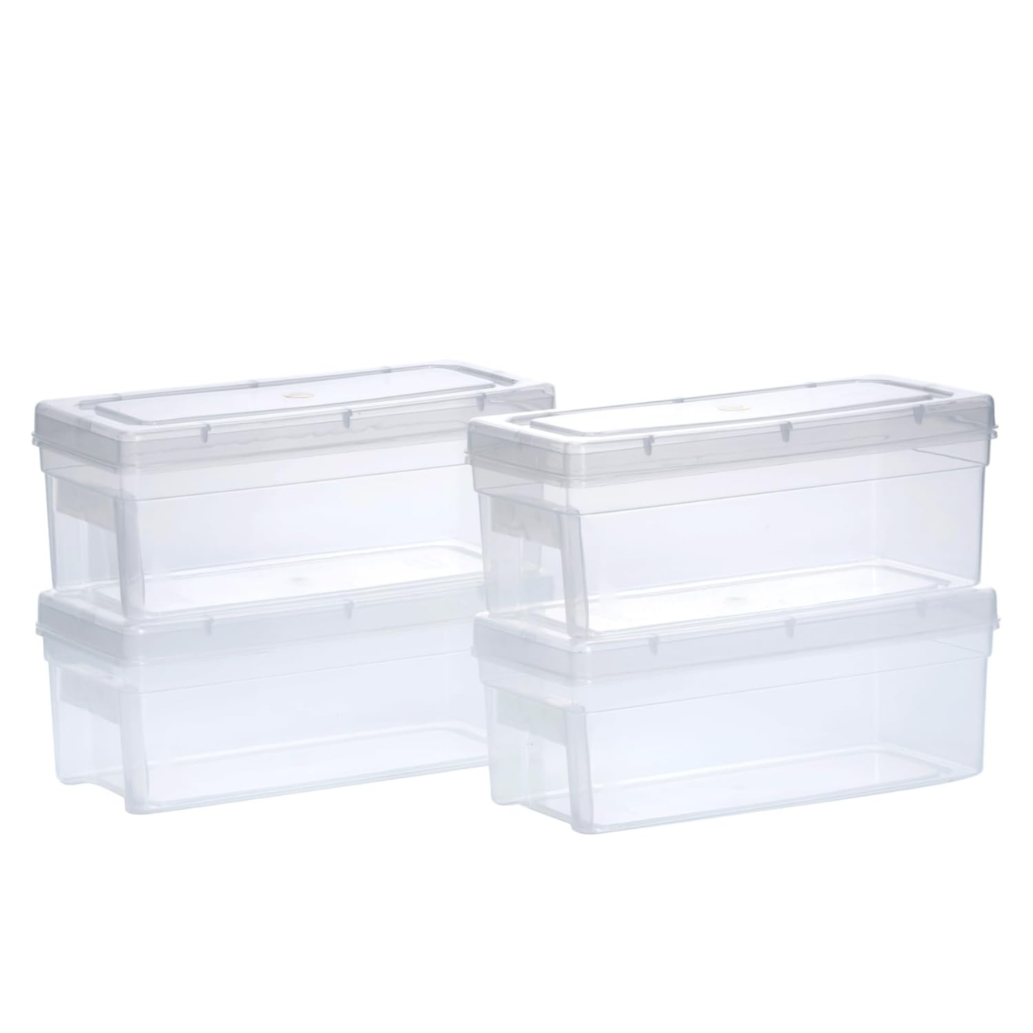 Chetan Plastic Storage Boxes, Transparent Containers, Medium Boxes With Lock System for Jewellery 25x9x10.5 Cm - Pack of 4 - Design 37