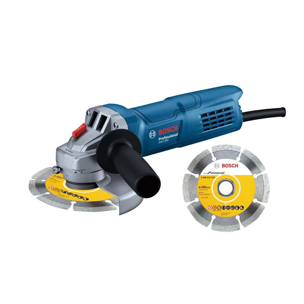 Professional GWS 800+ Diamond Disc Corded Electric Angle Grinder with Rated Input 800W & Output 430W Power | 100 mm Disc Diameter with Back Switch & Comes with 1 Year Warranty From BOSCH