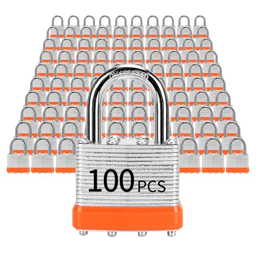 Image of Padlocks with Same Key, LQYN 100 Pcs Laminated Keyed Padlock (1-9 /16 inch, 40mm), Keyed Alike Locks, Normal Shackle, for Storage Locker, Hasp Latch, Toolbox, Sheds