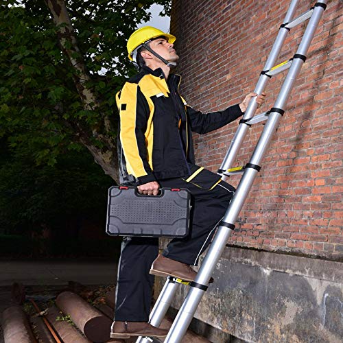En131 13 Step 12.5 Ft/3.8M Telescoping Multi-Ladder Aluminum Extension Soft Close Adjustable & Folding Multi-Use Multi-Position Scaffold Combination Ladder 300-Pound For Home Loft Stair Anti-Slip Step #TOP5