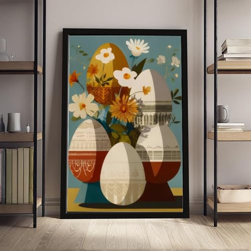 Toile vintage œuf médiéval de Pâques, impression d'art 61x91cm