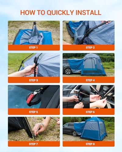 SEALIGHT 4-6 Person SUV Tent for Family Camping & Road Trips - Instant Setup Double Layer Waterproof Car Tent with Storage Bag, PU3000mm Rainfly for All-Weather Use(10x8x7.2FT) - Image 7