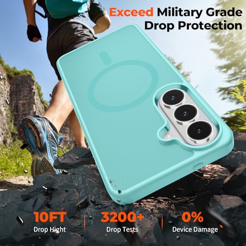 Image of SUPFINE Magnetic for Samsung Galaxy S26 Plus Case with Screen Protector, (Built-in Magnets) (Military Grade Drop Protection) Slim Translucent Shockproof Phone Case,Blue Green