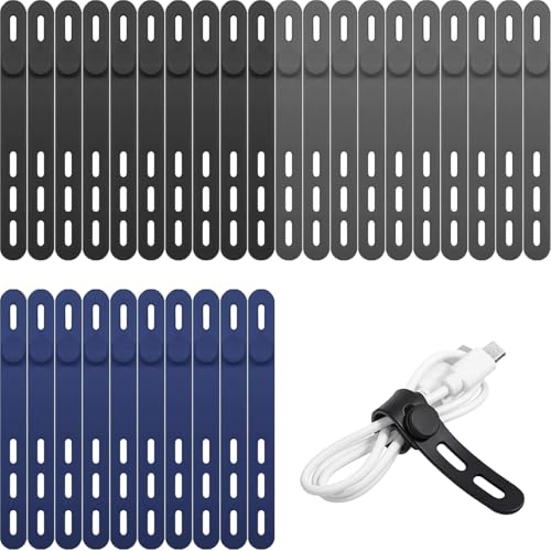 30 Stück Silikon Kabelbinder Wiederverschließbar Kabelbinder Klein, Verstellbare Kabel Organizer zum Bündeln von Kopfhörern Ladegeräte für Mobiltelefone und Computerkabeln verwendet (Mischfarbe 1)