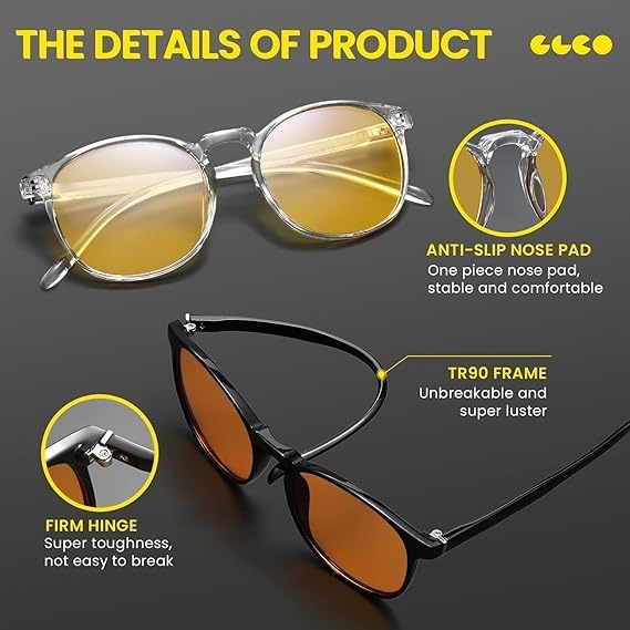IBOANN Chic & Comfy Blue Light Glasses for Women - 3-Pack Round Frames, Screen-Ready Style with UV Protection Coating - Image 4