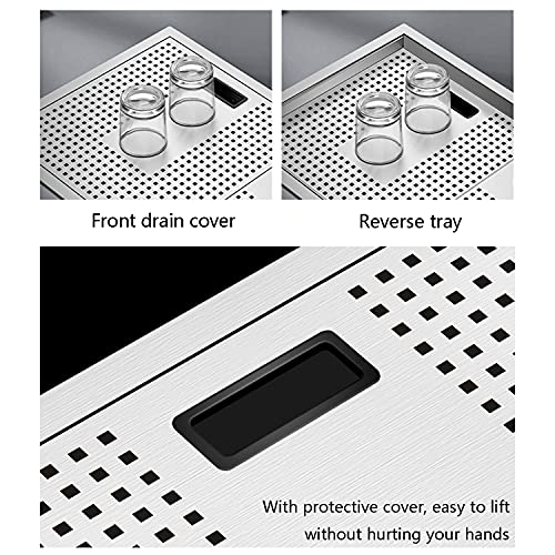 Fregadero compacto de acero inoxidable con enjuague automático de vidrio de 21 pulgadas, fregadero de bar para cafetería y hogar, drenaje eficiente de espacio pequeño, fácil de limpiar