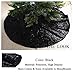 ShinyBeauty 24-Inch Christmas Tree Skirt Black Sequin Embroidered Sparkly Holiday Decor for Slim/Pencil Trees, Mini Tabletop Xmas Halloween Decoration