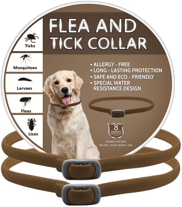 2 PCs Dog Collars, Adjustable Collar for Dogs Waterproof Soft Comfortable Collar with 32 Weeksr, One Size Fits All, brown