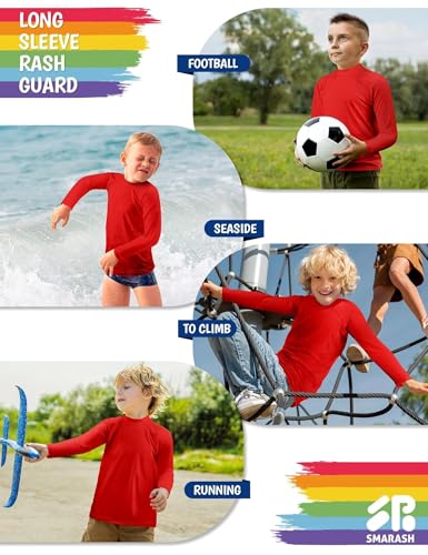 Image of Boys Rash Guard Swim Shirts Long Sleeve UPF 50+ Swimwear Toddler Kids Sun Protection SPF Water Surfing Swimming Shirts 0-16Y