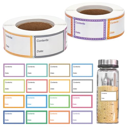 LAIVIYA Etiquetas Adhesivas Cocina, 1000PCS Etiquetas Congelador Alimentos, Etiqueta Multifuncionales Universales, Pegatinas Extraíbles Alimentos Con Espacios Pegatinas Extraíbles Alimentos (25x40mm)