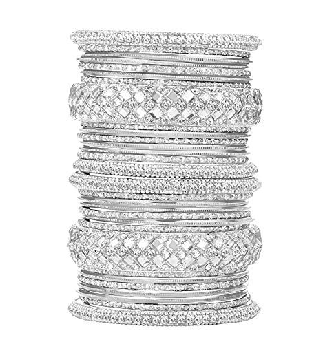 Aheli Ethnic Colorful Metal Bangles Chudha Set Stone Studded Bangle Set Indian Wedding Wear Fashion Jewelry Gift for Women