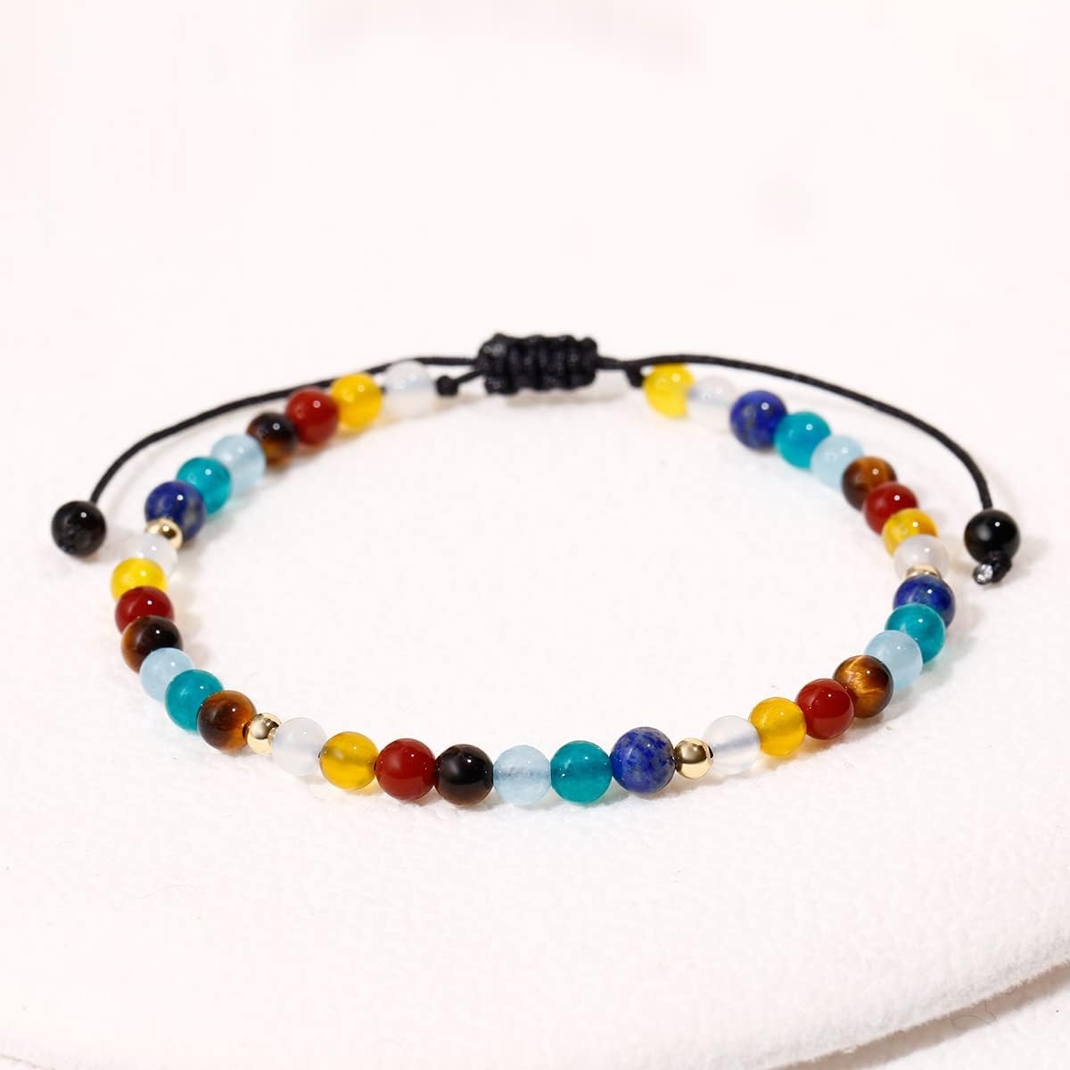 Jewever 7 Chakra Bracelet for Women Crystals and Healing Stones Balance Yoga Meditation Worry Stone Real Stone Lucky Rope Strand Bracelets Adjustable (6"-7") - Image 6