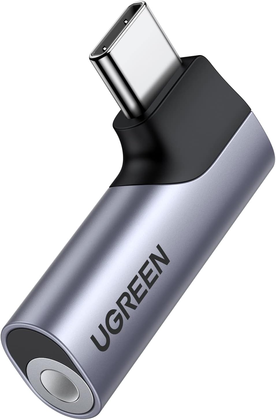 USB C to 3.5mm Audio Adapter Type C Aux Headphone Jack DAC Stereo Mic HiFi Right Angle Dongle Compatible with iPhone 17 16 15 Pro Max/16 15 Plus, iPad Pro, Galaxy S25 Ultra Pixel 9, Gray