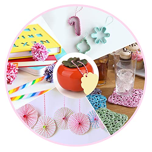 Image of G2PLUS 2MM Cotton String, 328 Ft Pink and White Cotton Twine for Gift Wrap