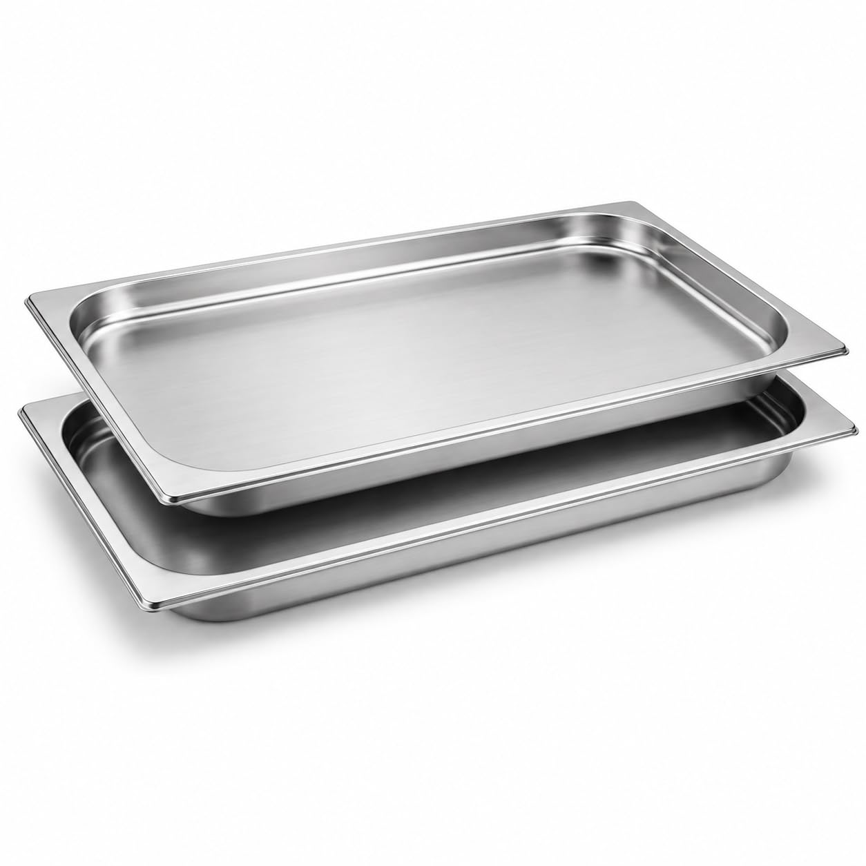 CateringBase Full Size Gastronorm Tray, Stainless Steel, 1/1 GN, 20mm Deep, Commercial Kitchen & Buffet Food Pan, Pack of 2
