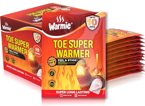 Warmie Super Toe Warmers with Adhesive Backing | AirActivated LongLasting | AllNatural Odorless Steady Heating for Cold Weather | Safe Instant Warmth for Shoes & Boots | 10 Pairs (20 Units)