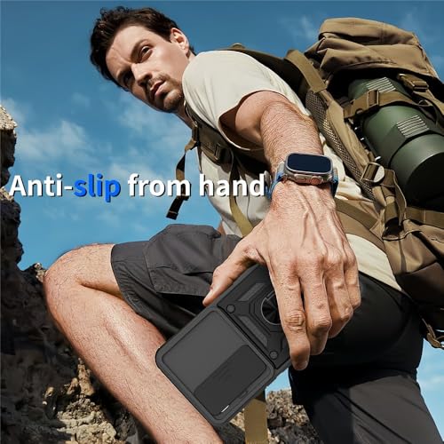 Image of Heavy Duty Back Case Cover for Vivo Y400 5G, Shockproof Vivo Y400 Back Cover, Ring Case with Kickstand and Camera Protection Shutter - Black
