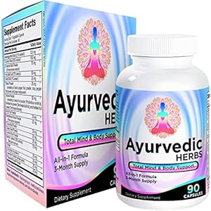 Ayurvedic Herbs (All-in-1) Supplement 3-Month Supply – Ayurveda Mind, Body & Spirit Herbal Blend Complex with 17 Active Ingredients – Natural Ayurvedic Supplements – 90 Capsules