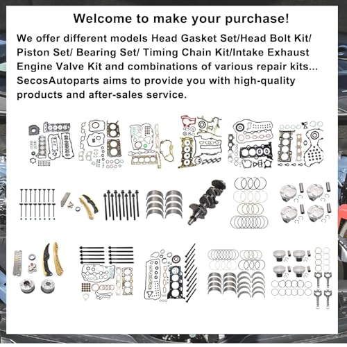 Image of SecosAutoparts 2.5L Engine Cylinder Head Gasket Set 10944AA080 11044AA790 13270AA240 13272AA170 HS26524PT Compatible with Subaru Legacy Forester Outback DOHC 16v 2011-2019
