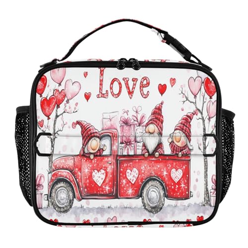 Lonchera ligera para hombre, con correa ajustable para el hombro, para escuela, picnic, día de San Valentín, color rojo