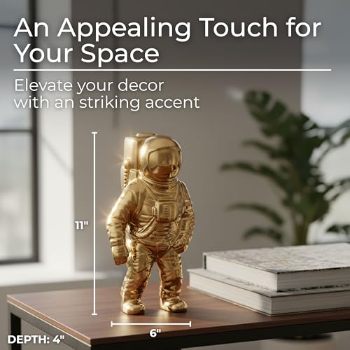Figura Decorativa de Astronauta en Cerámica Dorada 12" miniatura 2