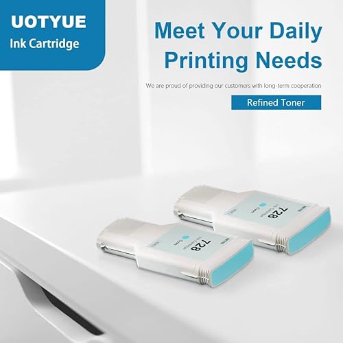 Miniatura 5 de Cartucho de tinta cian 728 de 4.4 fl oz (paquete de 2) – Cartucho de tinta Utye 728 (F9J67A) Reemplazo para HP 728 Ink Work con impresora T830 MFP y