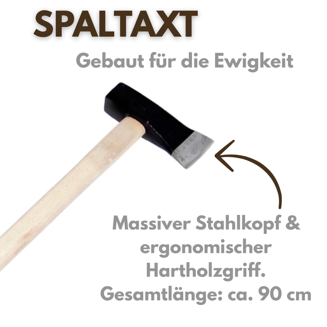 5kg Axt/Spalthammer – Spaltaxt mit Holzgriff – Hochwertiger Spalter Hammer/Beil – Hergestellt in der EU
