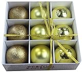 Festive Season Shatterproof 80mm Christmas Tree Decorations Ball Ornament, Plain Gold, Pack of 9