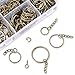 Swpeet 300Pcs Bronze Key Chain Rings Kit, 100Pcs Keychain Rings with Chain and 100Pcs Jump Ring with 100Pcs Screw Eye Pins Bulk for Jewelry Findings Making - 3/5 Inch, 4/5 Inch, 1 Inch, 6/5 Inch