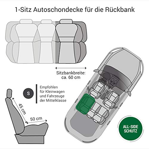 Doctor Bark Hunde 1-Sitz-Autoschondecke für die Rücksitzbank, All-Side Schutz mit Reißverschluss für alle PKWs und SUVs, S in Schwarz
