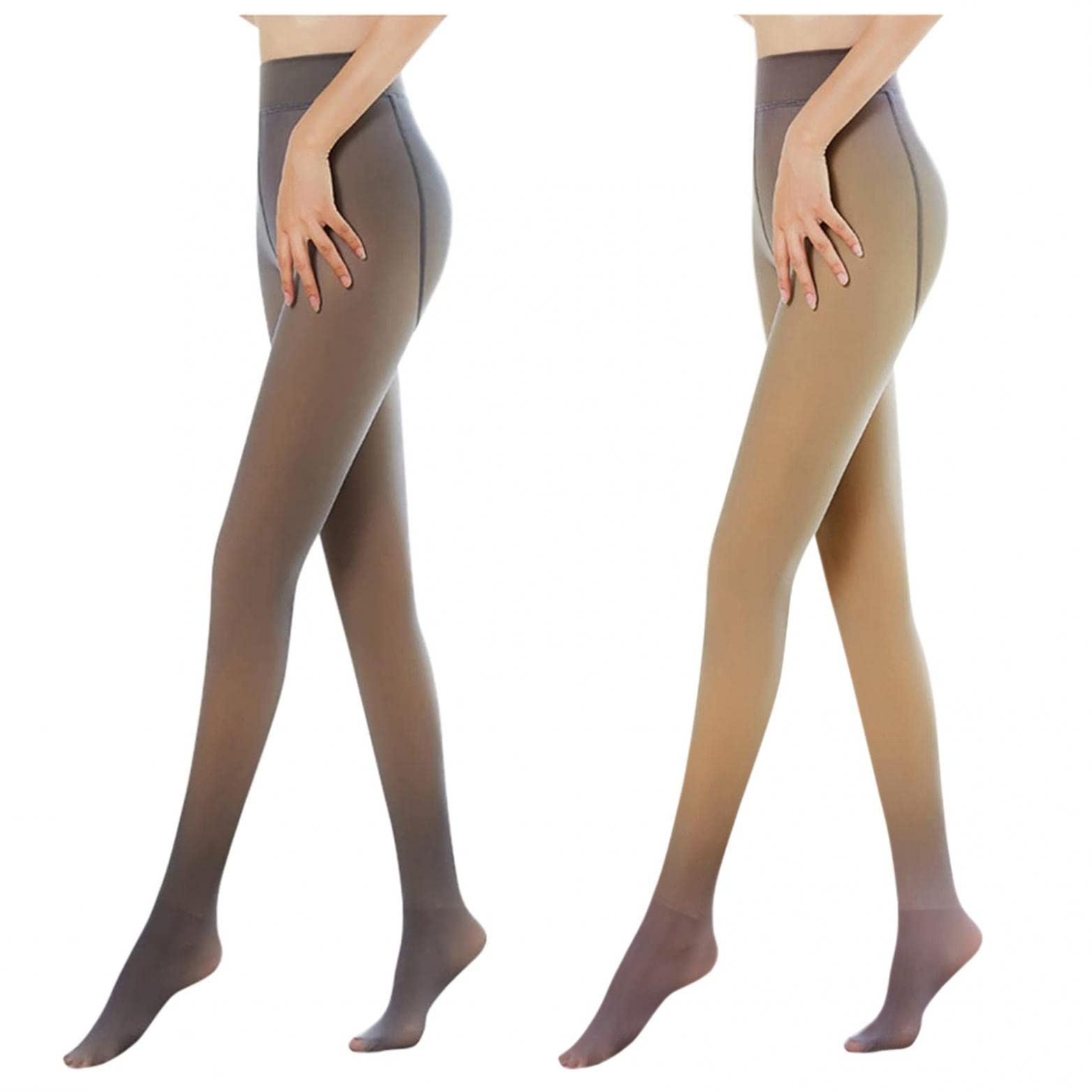STKOOBQ Collant termici da donna foderati in pile opaco per l'inverno, foderati in pile, finti collant traslucidi a vita alta, leggings invernali caldi