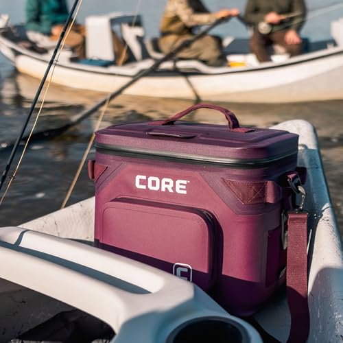 Image of CORE Magnetic Leak Proof Soft Cooler with Waterproof Zipper | Insulated Bag Portable Ice Chest Box | Best Soft Cooler for Food & Beverages for Tailgating, Car Camping, Travel, and Family Beach Picnics