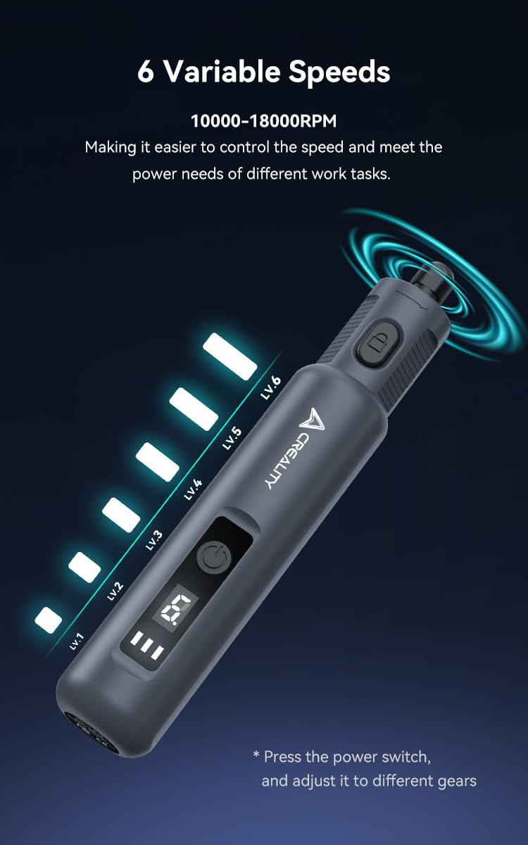 Creality Set di utensili rotanti senza fili, 25 pezzi, 3,7 V, mini utensili multifunzione, 6 velocità (10000-18000 giri/min) con luce ad anello LED, smerigliatrice ricaricabile per stampa 3D