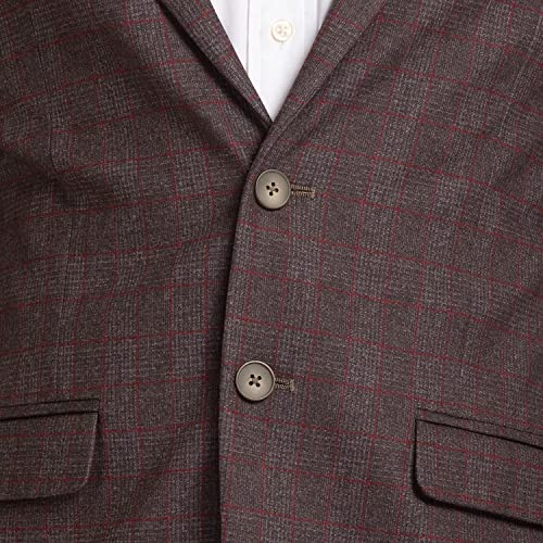 Image of Park Avenue Men's Active Fit Terelyne Spandex Blend Notch Lapel Checks Pattern Full Sleeve Grey Formal Blazer