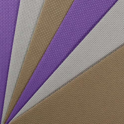 Image of KCS 6 pc of 12 inch x 18 inch(30cmx45cm) 14CT Counted Cotton Aida Cloth Cross Stitch Fabric (Pearl Grey+Khaki+Lavender)