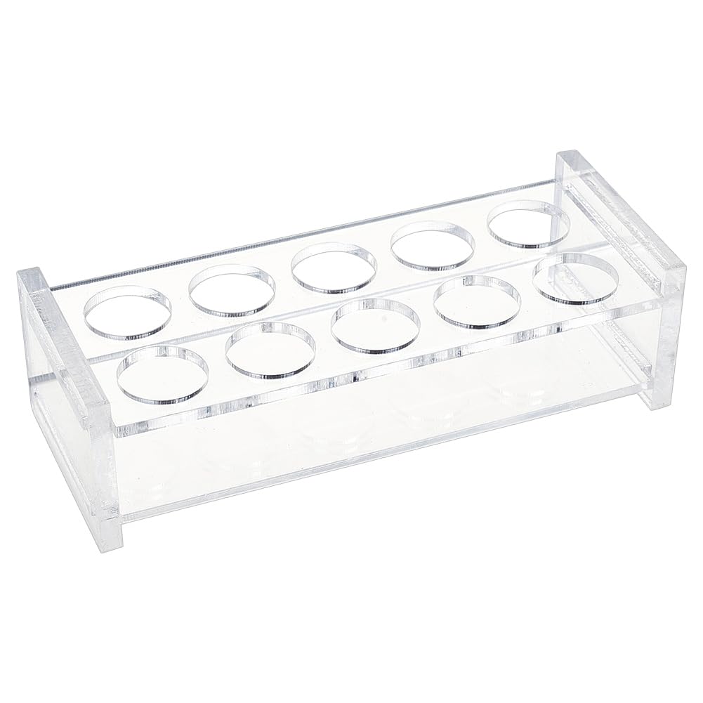 Photo 1 of OLYCRAFT 10 Holes Acrylic Test Tube Rack 5ML Test Tube Display Stands 0.7 Inch Hole Labortory Display Racks Colorimetric Stand Tubes Rack for Centrifuge Tubes Chemistry - 4.9x1.9x1.4 Inch