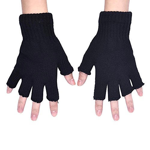 Preisvergleich Produktbild Kanpola Damen Handschuhe Gestrickte Stretch elastische warme halbe Finger fingerlose Handschuhe