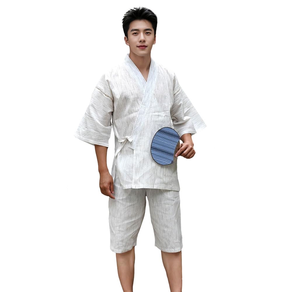 Men's Jinbei XL HOHO AYUMU Cotton Shijira Weave Japanese Kimono Wear