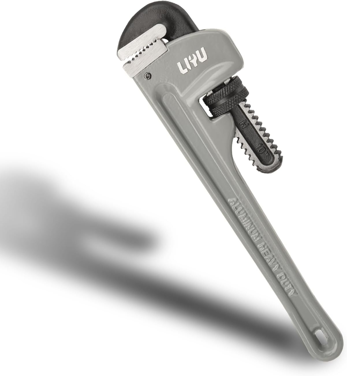 LIYU 10-Inch Aluminum Straight Pipe Wrench, Adjustable Industrial Grade Plumbing Wrench, Large Opening 45mm for Pipe & Plumbing Repair