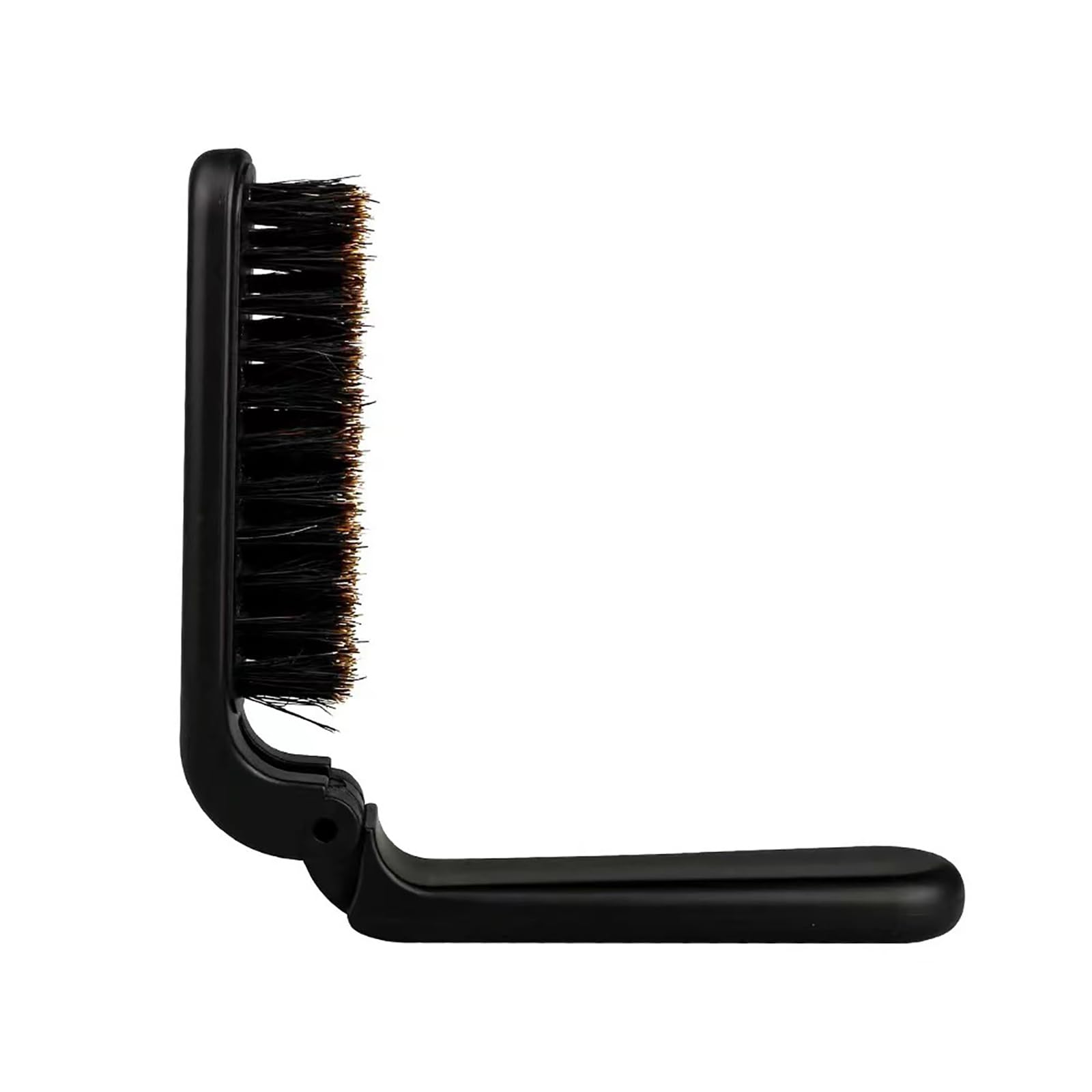 Wild Boar Bristle Travel Hairbrush - Foldable, Compact, Dry & Wet Use for Men, Women & Children (Black)