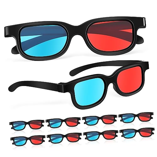DOITOOL Gafas De Visión 3d Anaglifo, Plástico Ultraligero, Lentes Rojo y Azul, 10 Piezas, Aplicables Para Cine Casa y Juegos Profundos