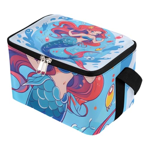 GzLeyigou Lunch Bags for Women Men 9 Cans,Pretty Mermaid Hot & Cold Food Delivery Bag Insulated Grocery Bag Insulated Lunch Box Mermaid Cooler Bag for Office Work Picnic Beach