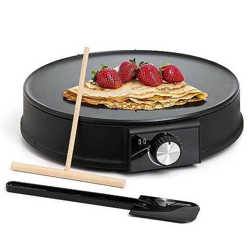 Moss & Stone 12” Electric Crepe Maker Machine, Griddle Nonstick Crepe Pan