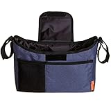 Dreambaby Strollerbuddy On-The-Go Stroller Organization Bag with Cup Holders, Denim