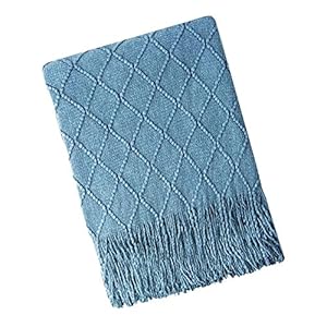 Getextureerde massieve zachte sofa gooien couch cover gebreide decoratieve deken water kastanje blauw 130x170cm