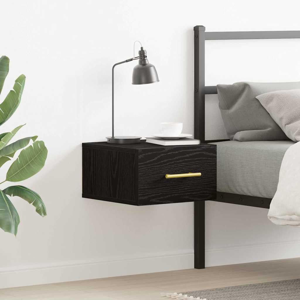 Table de chevet suspendue chêne noir pour optimiser les petites chambres