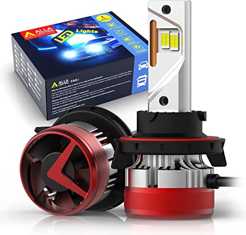 Alla Lighting 12000 Lumens 9008 H13 LED Headlights Bulbs, 6500K Xenon White, Xtreme Super Bright Dual High Low Beam Conversion Kits/DRL Replacement