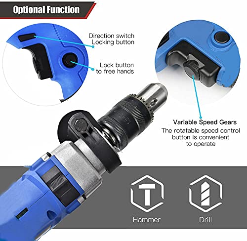 850W Bohrhammer Schlagbohrmaschine Bohrmaschine 3000RPM Variabler Geschwindigkeit, Elektrischer Schlagbohrer Bohrer für… – Bild 6