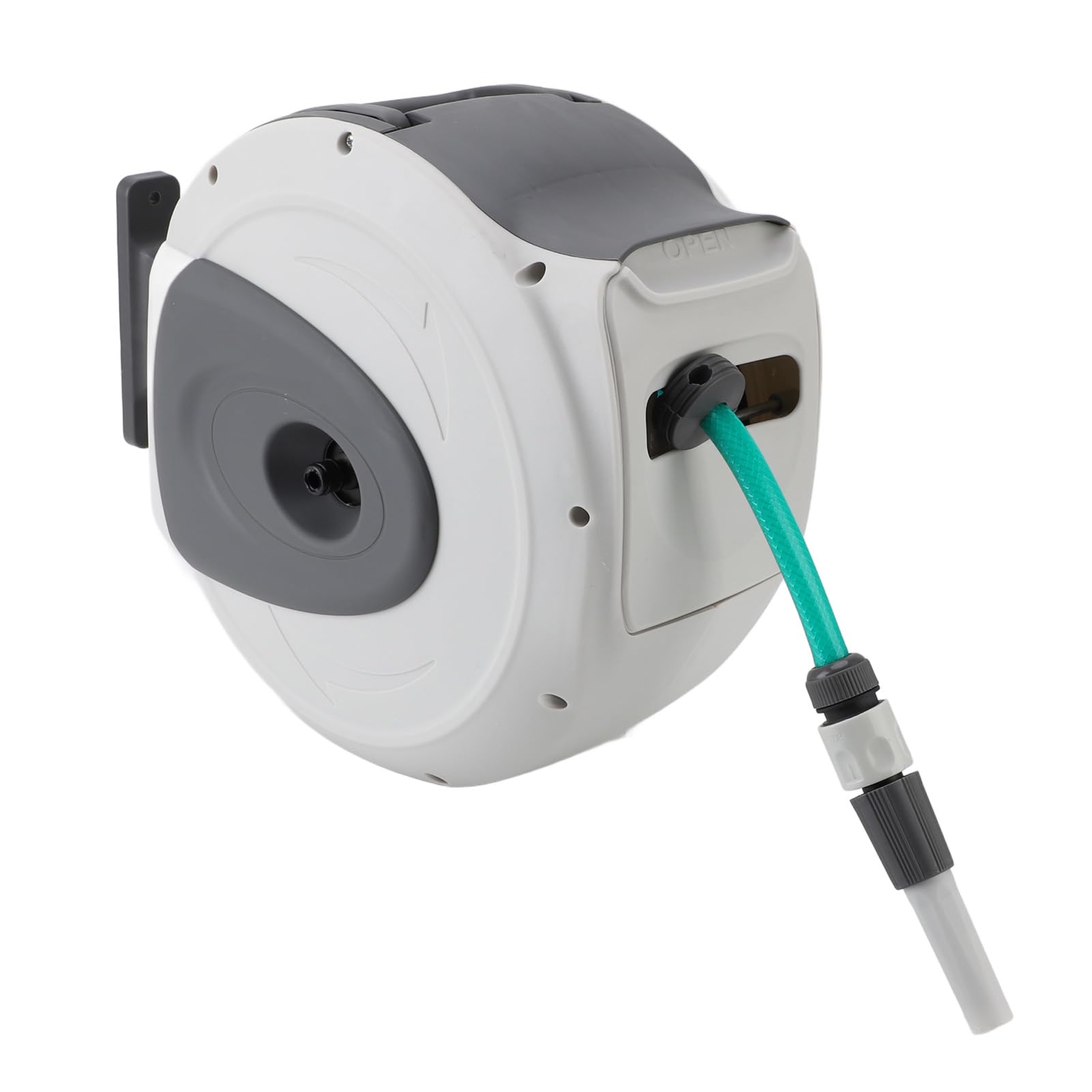 Avvolgitubo retrattile da giardino, 20 m, resistente, con riavvolgimento automatico, per casa e giardino, resistente ai raggi UV, con ugello multi modello