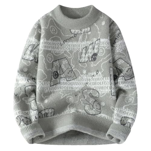 Men's Fashion Thick Warm Knit Sweater Slim Fit O-Neck Long Sleeve Pullover Casual Wool Blend Knitted Sweater